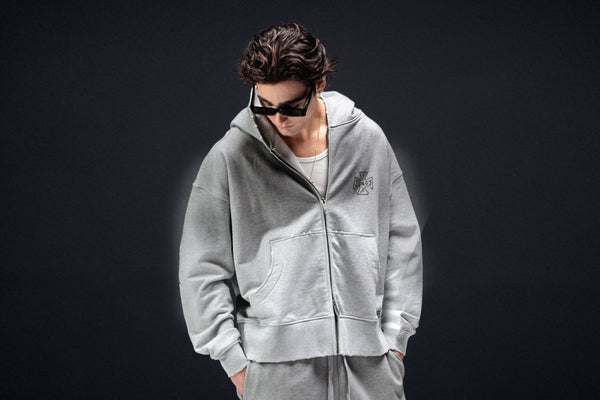 Zip-hoodie icon. washed grey