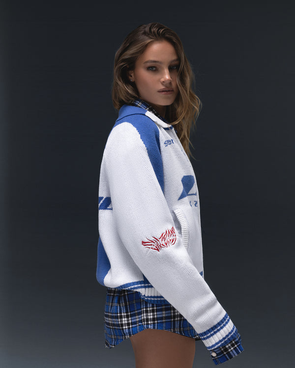 Zip-sweater THE ONE blue white