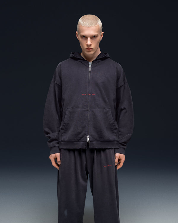 Zip-hoodie SIX ZEROS bamboo washed grey