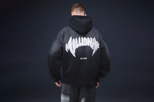 Zip-hoodie MILLIONAIRE washed black white logo