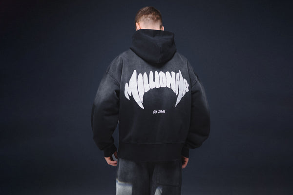 Zip-hoodie MILLIONAIRE washed black white logo