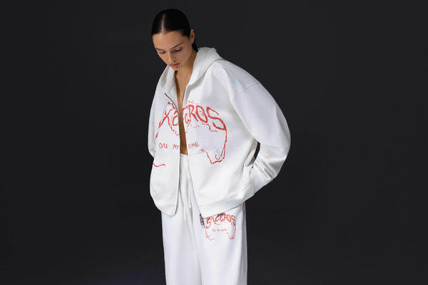 Women's zip-hoodie ON MY GAME bamboo off white