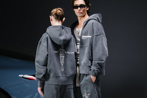 Zip-hoodie JESUS refined washed deep blue