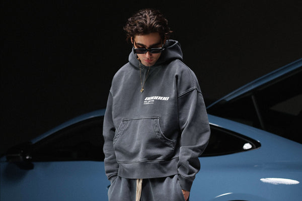 Hoodie MILLIONAIRE FLAME washed deep blue