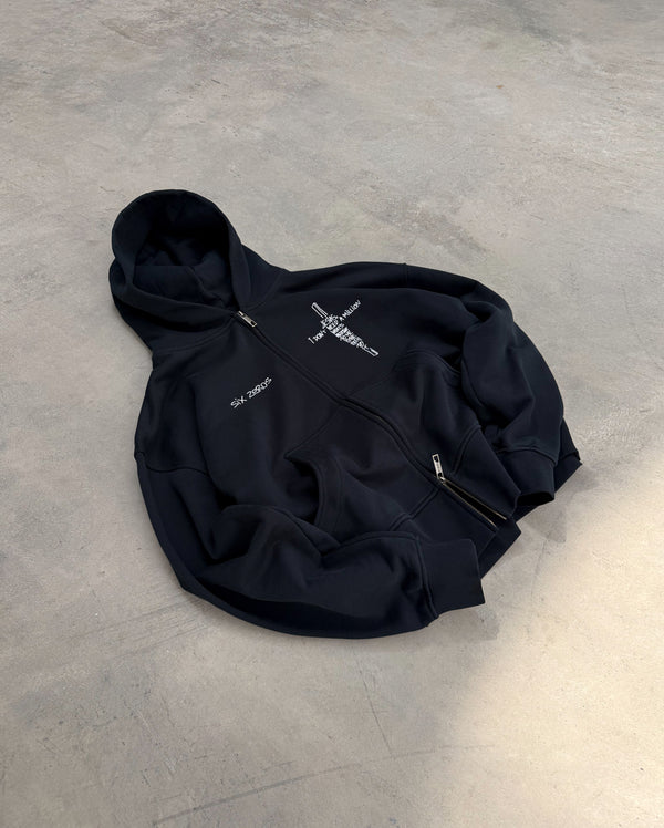 Zip-hoodie JESUS faded black
