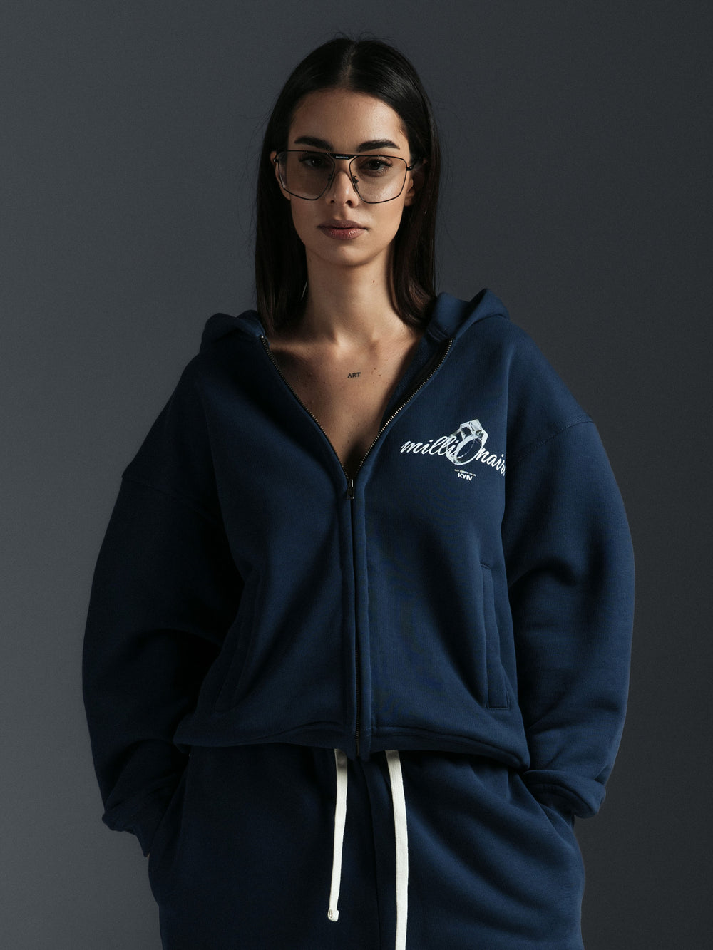 Zipp hoodie MILLIONAIRING dark blue