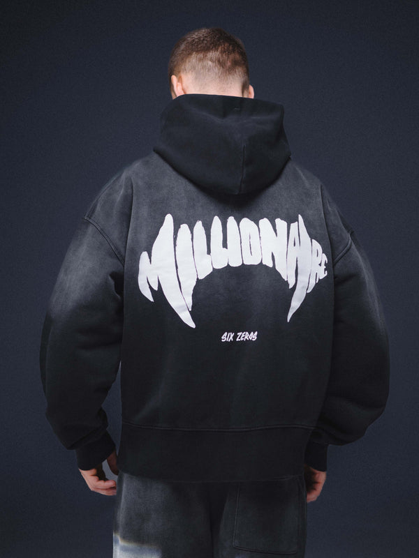 Zip-hoodie MILLIONAIRE washed black white logo
