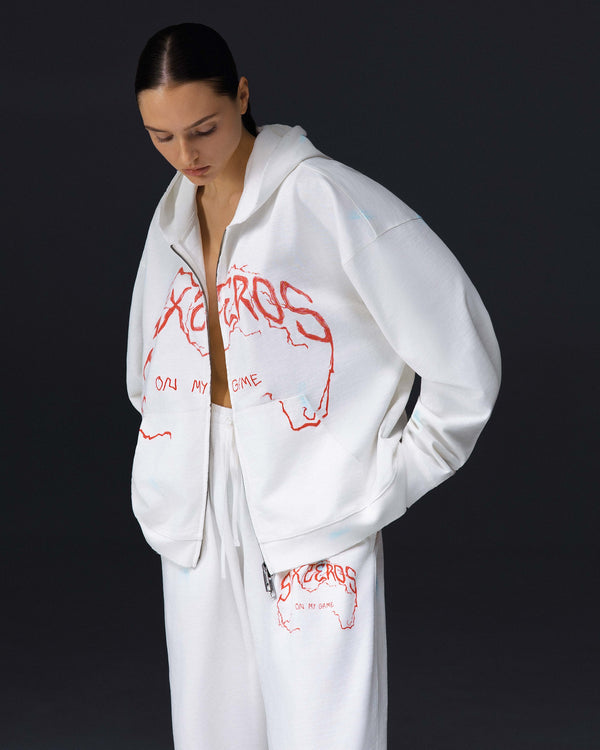 Women's zip-hoodie ON MY GAME bamboo off white