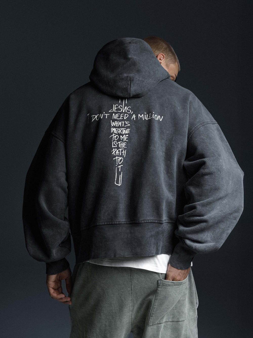 Zip-hoodie JESUS dark grey