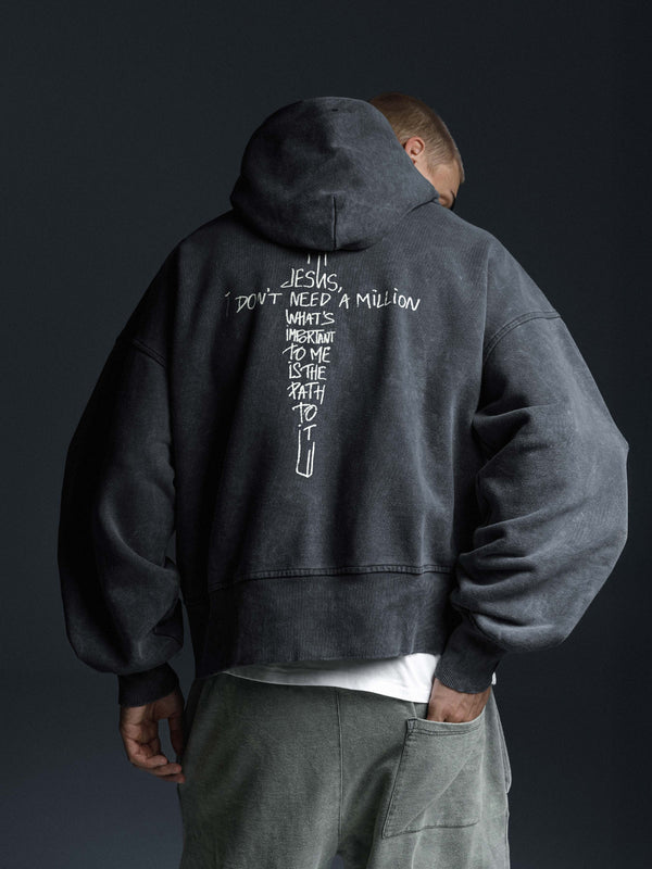 Zip-hoodie JESUS dark grey
