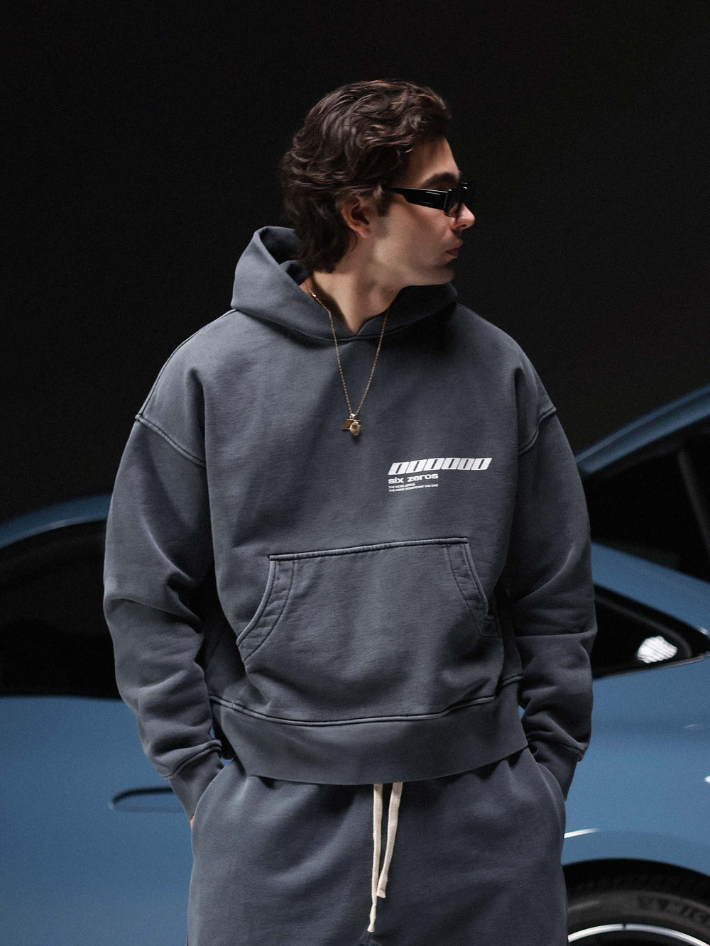 Hoodie MILLIONAIRE FLAME washed deep blue