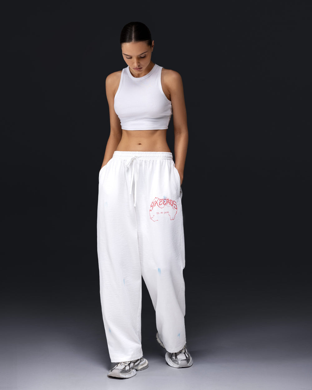 Women's straight pants ON MY GAME bamboo off-white