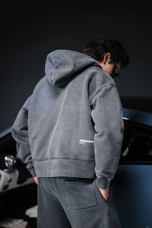 Zip-hoodie ONE washed deep blue