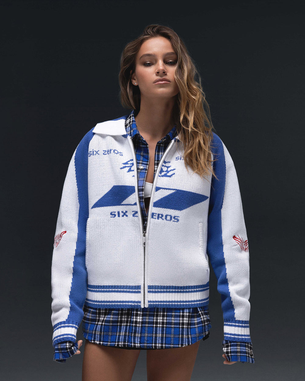 Zip-sweater THE ONE blue white