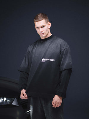 Longsleeve Millionaire washed black white logo