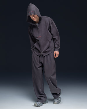 Zip-hoodie SIX ZEROS bamboo washed grey
