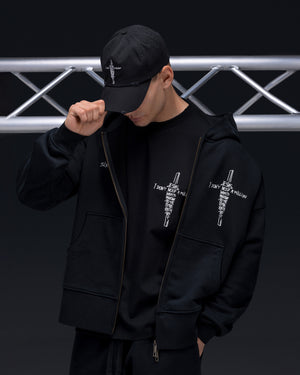 Zip-hoodie JESUS faded black