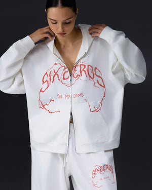 Women's zip-hoodie ON MY GAME bamboo off white