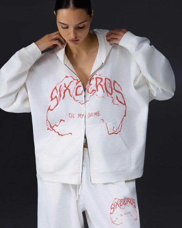 Women's zip-hoodie ON MY GAME bamboo off white