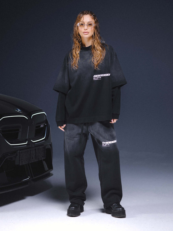 Straight pants ONE washed black