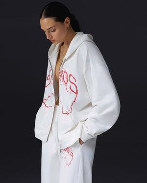 Women's zip-hoodie ON MY GAME bamboo off white