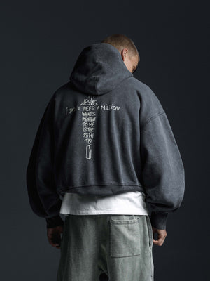 Zip-hoodie JESUS dark grey