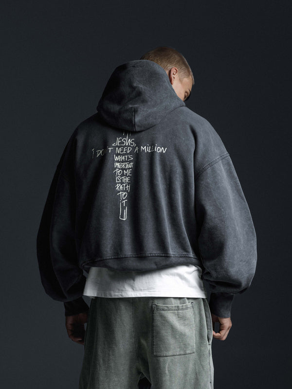 Zip-hoodie JESUS dark grey