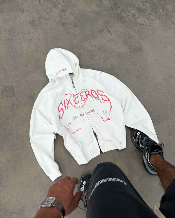 Women's zip-hoodie ON MY GAME bamboo off white