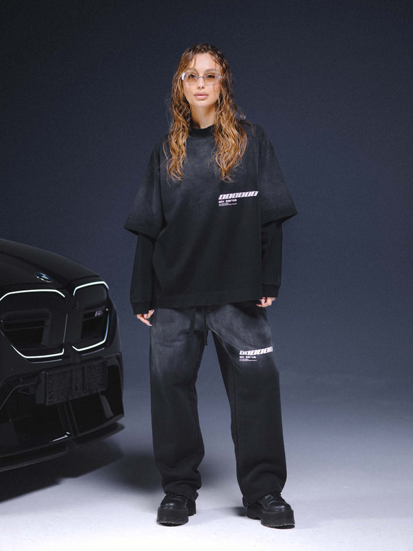 Longsleeve Millionaire washed black white logo