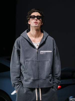 Zip-hoodie JESUS refined washed deep blue