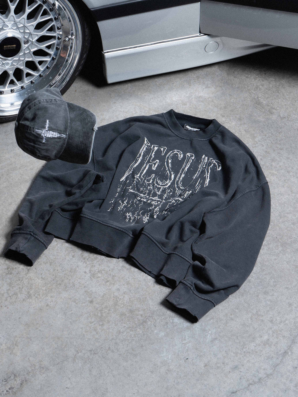 Sweatshirt JESUS washed black