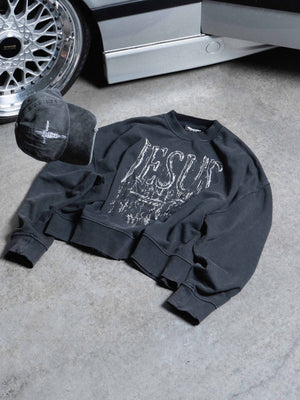Sweatshirt JESUS washed black