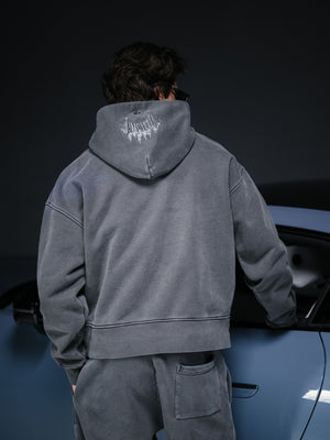 Hoodie MILLIONAIRE FLAME washed deep blue