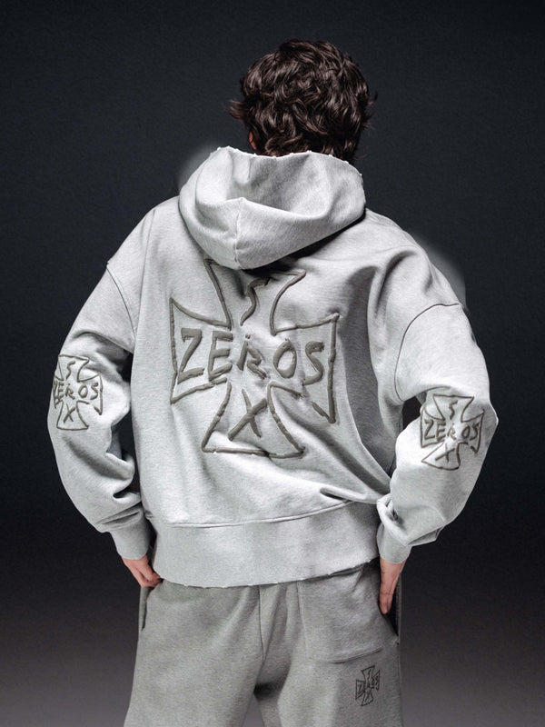 Zip-hoodie icon. washed grey