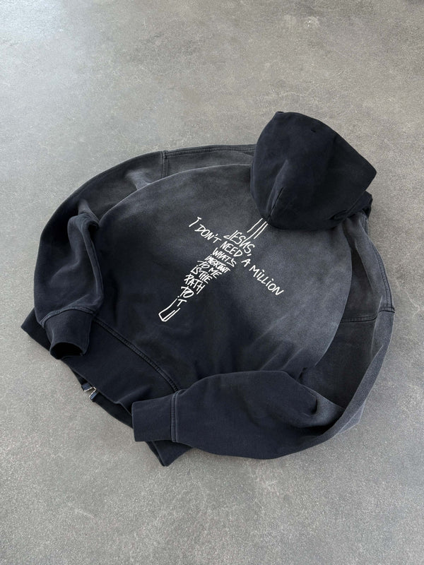Zip-hoodie JESUS black