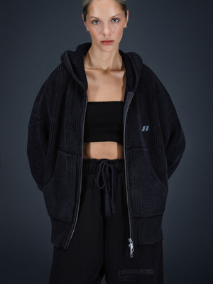 Zip-sweater MILLIONAIRE washed black