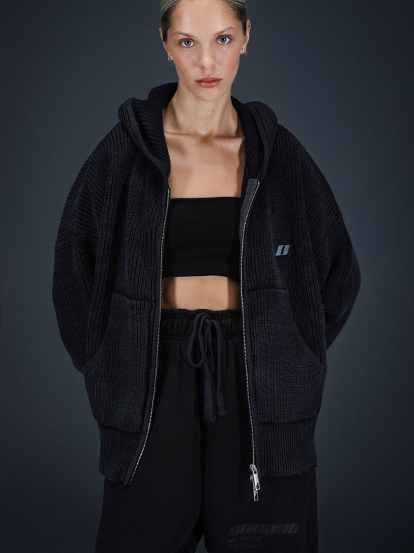 Zip-sweater MILLIONAIRE washed black