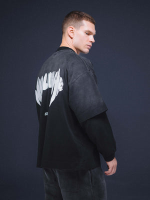 Longsleeve Millionaire washed black white logo