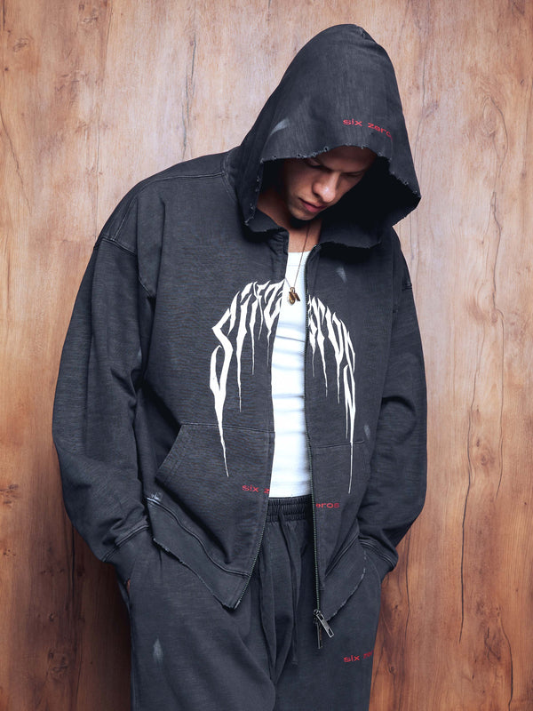 Zip-hoodie PRESENSE bamboo washed grey