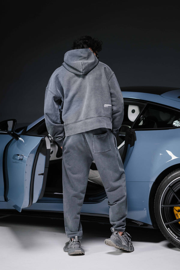 Zip-hoodie ONE washed deep blue