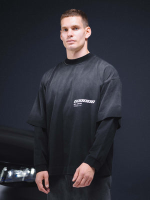 Longsleeve Millionaire washed black white logo