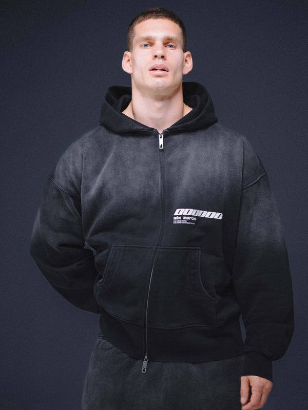 Zip-hoodie ONE washed black