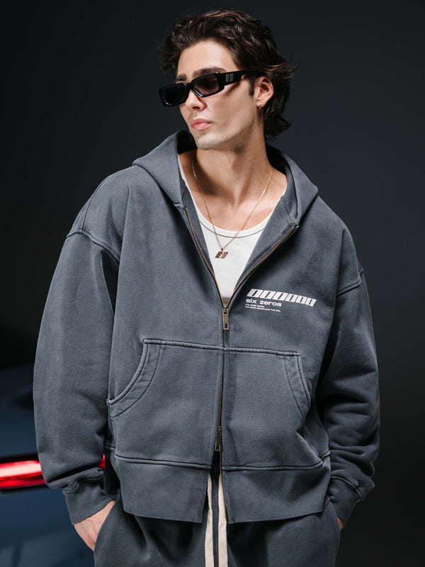 Zip-hoodie JESUS refined washed deep blue