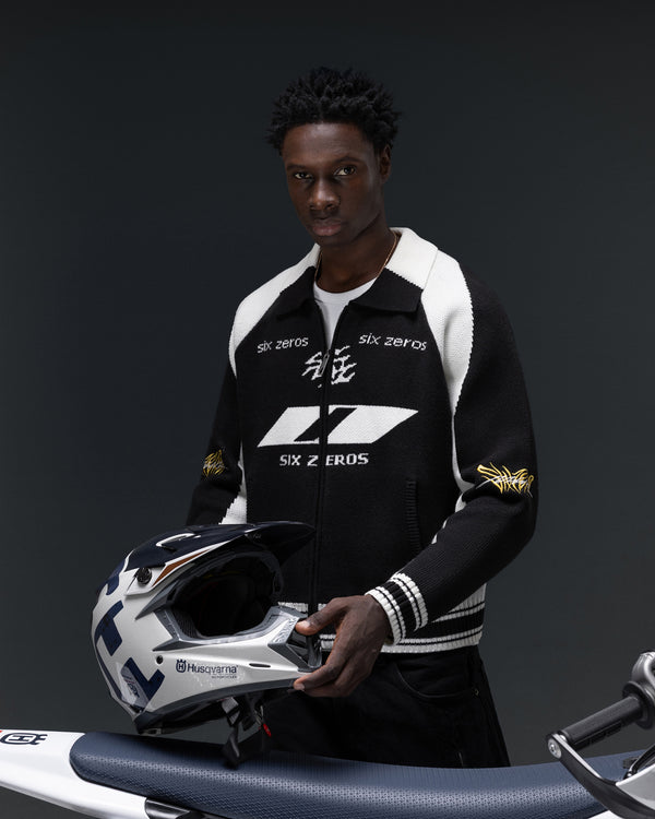 Zip-sweater THE ONE black white