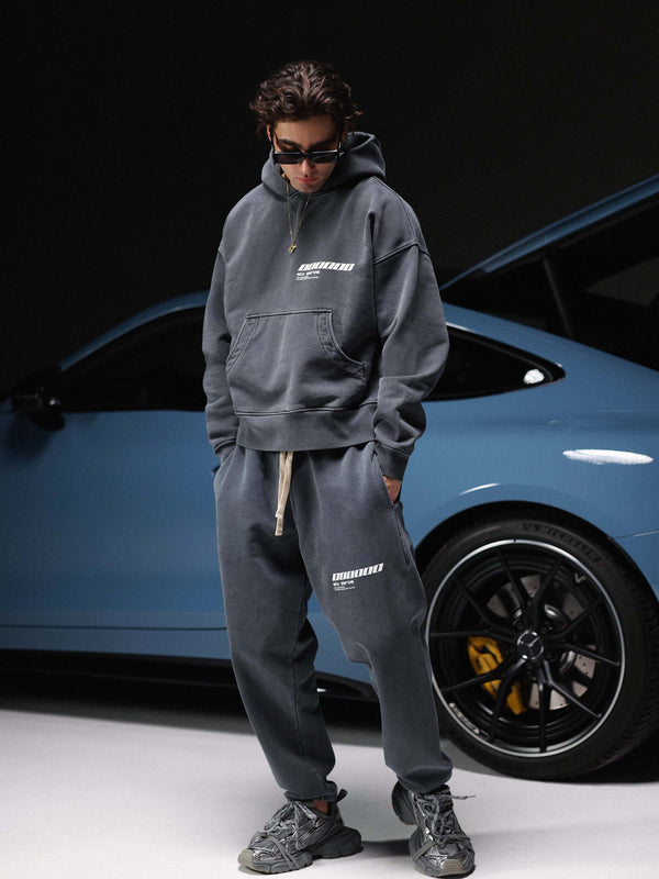 Hoodie MILLIONAIRE FLAME washed deep blue