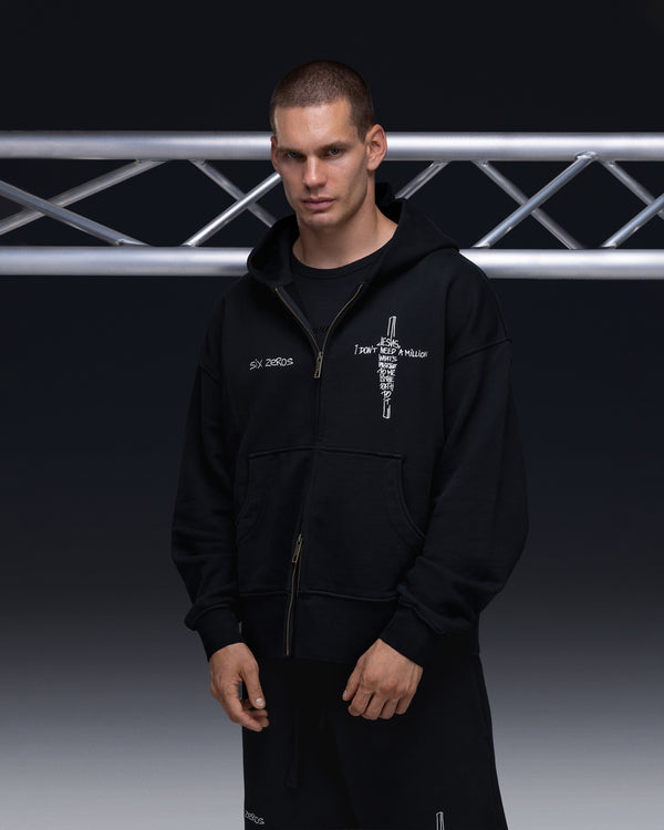 Zip-hoodie JESUS faded black