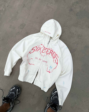 Women's zip-hoodie ON MY GAME bamboo off white