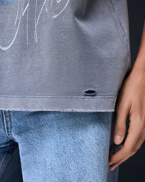 T-shirt SELF-OWNED steel mist washed