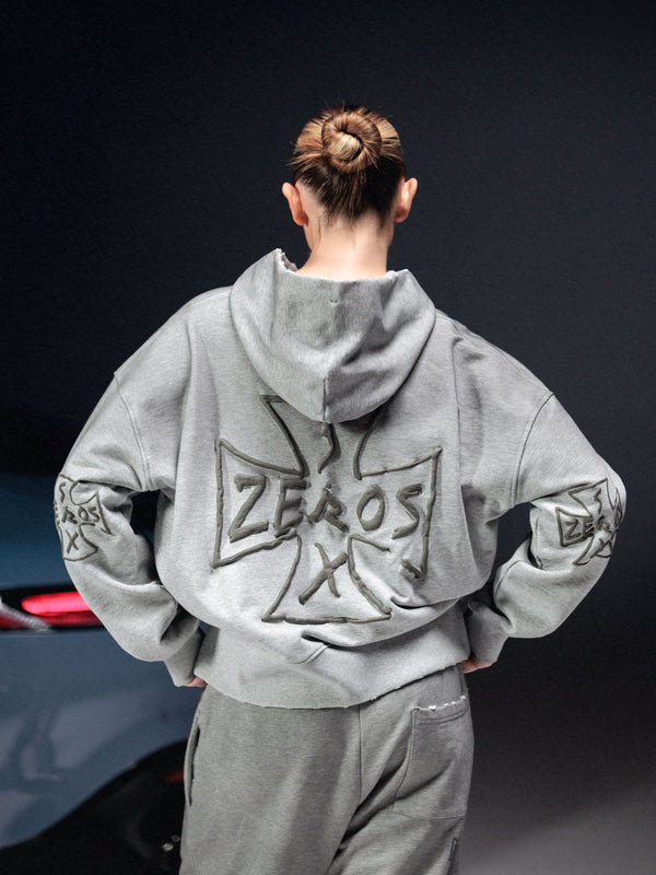 Zip-hoodie icon. washed grey