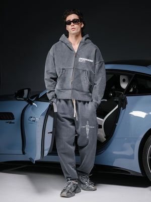 Zip-hoodie JESUS refined washed deep blue